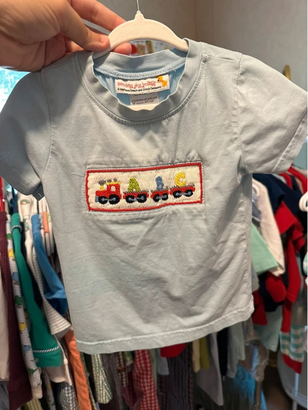 Boy's ABC Train Smocked Shirt